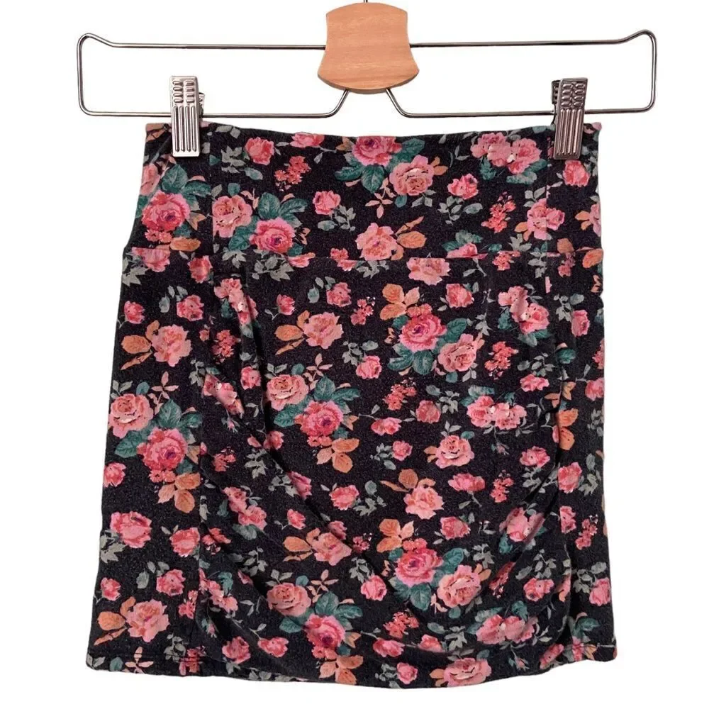 Free People Floral Ruched Fitted Mini Skirt in Size XS